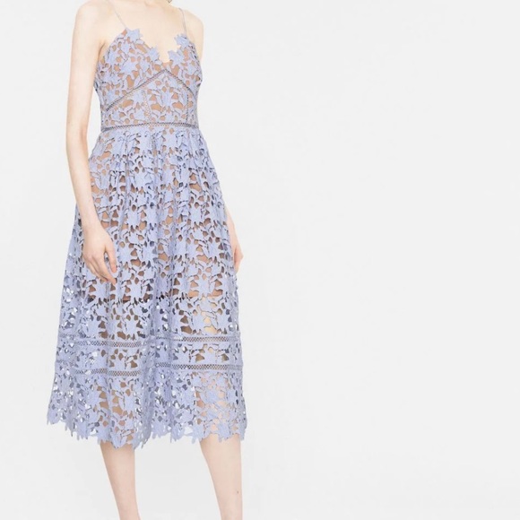 Self-Portrait Azalea Midi Dress in light blue, US 4, worn twice - Picture 2 of 9